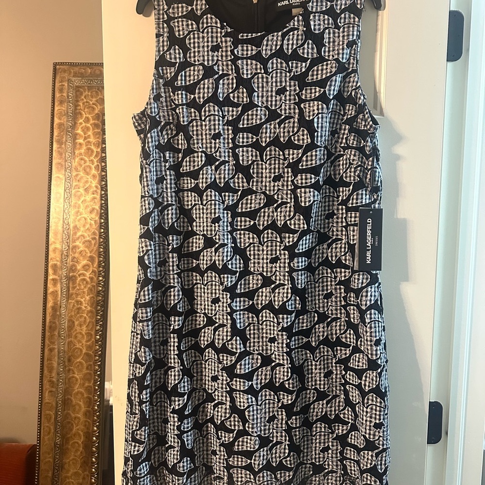 Karl Lagerfeld Black and White A-line Midi Dress